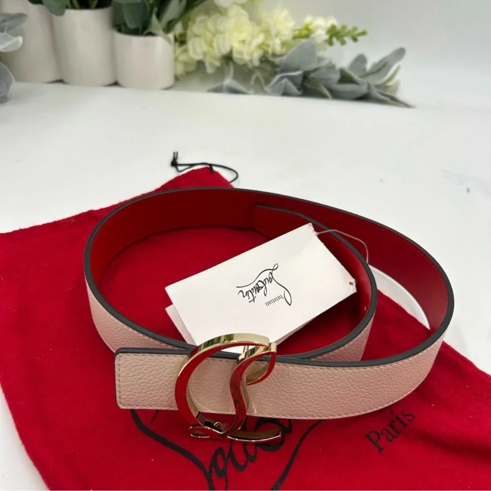 Women’s Christian Louboutin CL logo grain leather belt size 70 cm/28 inch NWT - Picture 8 of 8